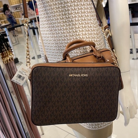 Michael Kors Large Jet Set Item East West Crossbody Brown - Picture 1 of 16